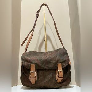 Vintage Etro Bordeaux Paisley Nylon and Leather Crossbody Purse